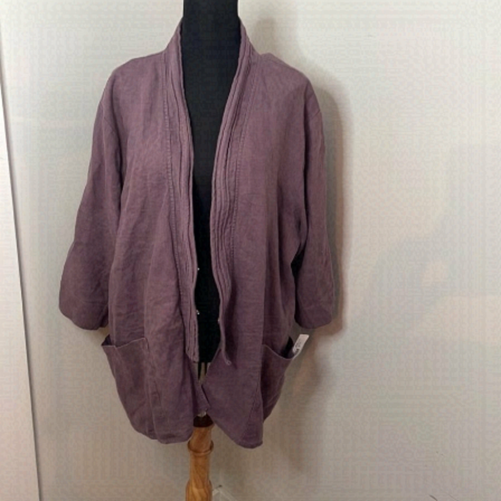 Kokomarina cardigan Open Front Linen lagen look Jacket Plus Size 1X NWT